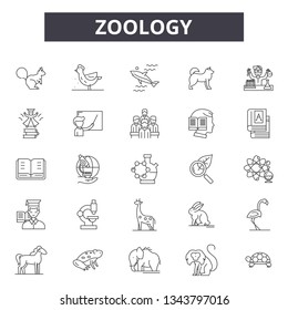 Zoology line icons for web and mobile design. Editable stroke signs. Zoology  outline concept illustrations