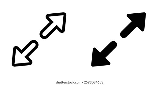 Zoom arrow button icon. zoom in button media control interfaces in line design and flat design. Video audio player interface in rounded corners. Vector illustration. Editable stroke EPS 10