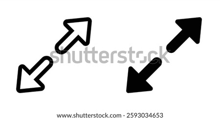 Zoom arrow button icon. zoom in button media control interfaces in line design and flat design. Video audio player interface in rounded corners. Vector illustration. Editable stroke EPS 10