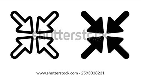 Zoom arrow button icon. zoom out, decrease, size, reduce in line design and flat design. Video audio player interface in rounded corners. Vector illustration. Editable stroke EPS 10