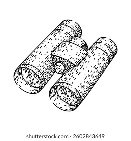 zoom binoculars hand drawn. focus prism, field view, range coating zoom binoculars vector sketch. isolated black illustration