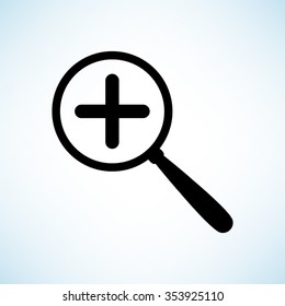 Zoom in -  black vector icon