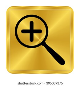 Zoom in - black vector icon;  gold button