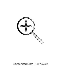 Zoom in - black vector icon ; halftone illustration