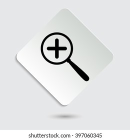 Zoom in - black vector icon  on a paper button
