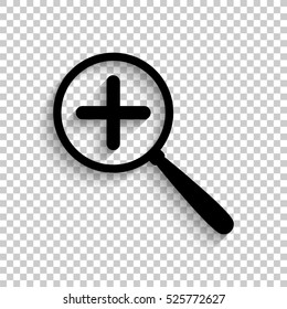 Zoom in - black vector  icon with shadow