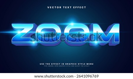 Zoom blue font Style 3d editable text effect template