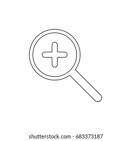 Zoom in button simple icon. Contour illustration. 