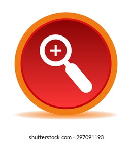 zoom circle glossy web icon on red background