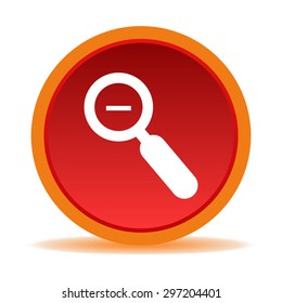 zoom circle glossy web icon on red background 
