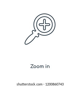 Zoom in concept line icon. Linear Zoom in concept outline symbol design. This simple element illustration can be used for web and mobile UI/UX.