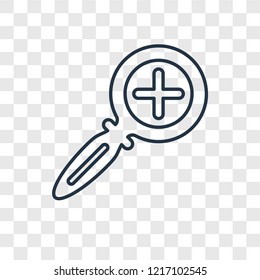 Zoom in concept vector linear icon isolated on transparent background, Zoom in concept transparency concept in outline style