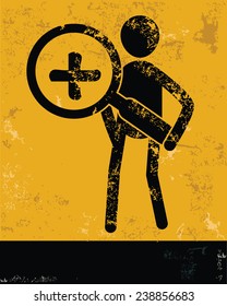 Zoom in concept,human resource on yellow background,grunge vector