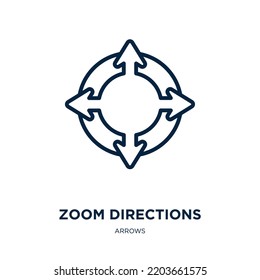 zoom directions icon from arrows collection. Thin linear zoom directions, direction, zoom outline icon isolated on white background. Line vector zoom directions sign, symbol for web and mobile
