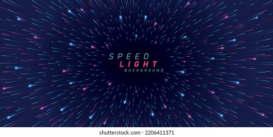 Zoom effect background. Graphic element for website, poster or banner. Space, cosmos and galaxy, astrology and astronomy. Speed light and hypersonic jump concept. Cartoon flat vector illustration