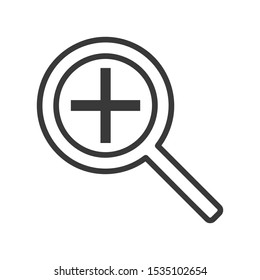 Zoom in or enlarge icon symbol in simple vector style