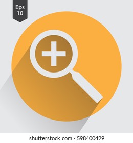 Zoom In Flat Icon. Simple Web Symbol. Vector Illustrated Sign