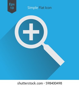 Zoom In Flat Icon. Simple Web Symbol. Vector Illustrated Sign