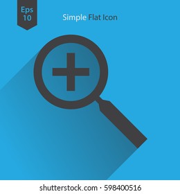 Zoom In Flat Icon. Simple Web Symbol. Vector Illustrated Sign