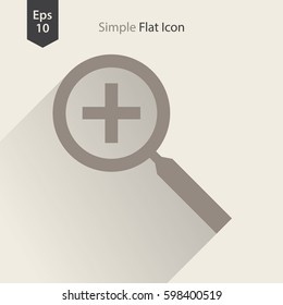 Zoom In Flat Icon. Simple Web Symbol. Vector Illustrated Sign