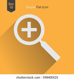 Zoom In Flat Icon. Simple Web Symbol. Vector Illustrated Sign