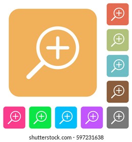 Zoom in flat icons on rounded square vivid color backgrounds.