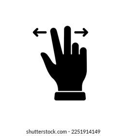 Zoom Gesture, Hand Finger Swipe Right and Left Silhouette Icon. Pinch Screen, Rotate on Screen Glyph Pictogram. Gesture Slide Left and Right Icon. Isolated Vector Illustration.