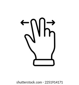 Zoom Gesture, Hand Finger Swipe Right and Left Line Icon. Pinch Screen, Rotate on Screen Linear Pictogram. Gesture Slide Left and Right Outline Icon. Editable Stroke. Isolated Vector Illustration.