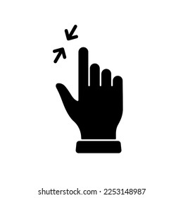 Zoom Gesture, Hand Finger Swipe Up and Down Silhouette Icon. Reduce Screen, Rotate on Screen Glyph Pictogram. Gesture Slide Up and Down Icon. Isolated Vector Illustration.