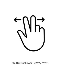 Zoom Gesture, Hand Finger Swipe Right and Left Line Icon. Pinch Screen, Rotate on Screen Linear Pictogram. Gesture Slide Left and Right Outline Icon. Editable Stroke. Isolated Vector Illustration.