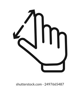 Zoom Gesture Symbol Schwarze Linie Kunstvektor
