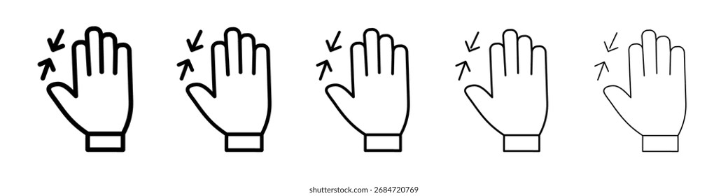 Zoom Icono de gesto conjunto de ilustración plana logo