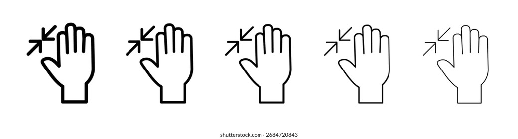 Zoom Icono de gesto conjunto de ilustración plana logo
