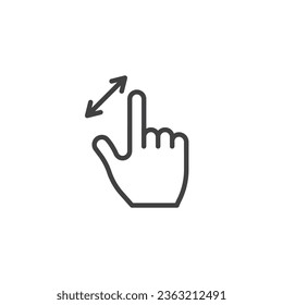 Zoom gesture line icon. linear style sign for mobile concept and web design. Finger zoom gesture outline vector icon. Symbol, logo illustration. Vector graphics