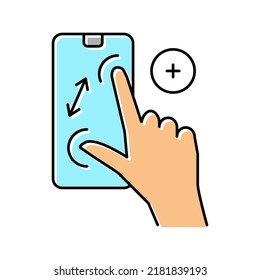 zoom in gesture phone screen color icon vector. zoom in gesture phone screen sign. isolated symbol illustration