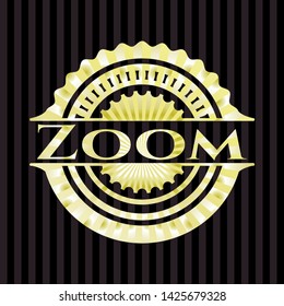 Zoom gold shiny emblem. Vector Illustration. Detailed.