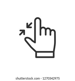 zoom, hand gesture. linear icon. Line with editable stroke