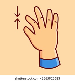 Zoom In Hand Gesture Vector Illustration Icon. Flat Cartoon Style