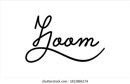 Zoom Hand written Black script  thin Typography text lettering and Calligraphy phrase isolated on the White background 