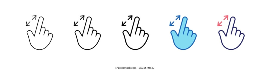 Acercar El Icono En 5 Estilos Diferentes Establecer La Colección.