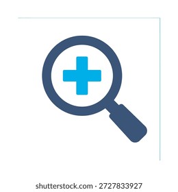 Zoom in icon blue flat vector design magnifying glass plus symbol enlarge search increase detail graphic element sign
