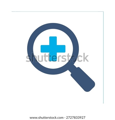 Zoom in icon blue flat vector design magnifying glass plus symbol enlarge search increase detail graphic element sign