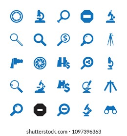 Zoom icon. collection of 25 zoom filled icons such as microscope, binoculars, minus, search share, search, camera shutter. editable zoom icons for web and mobile.