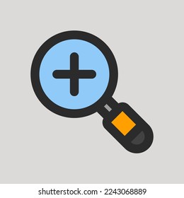 Icono de ampliación en el estilo de línea relleno sobre la interfaz de usuario, uso para presentación de aplicaciones móviles del sitio web