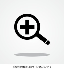 Zoom In Icon with Gray Shadow
