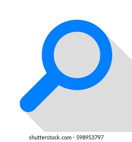 Zoom icon illustration. Vector. Azure icon with flat style shadow path on white background.