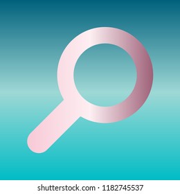 Zoom icon illustration. Vector. Pink bronze gradient icon at turquoise gradient background.