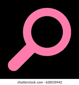 Zoom icon illustration. Vector. Pink icon on black background.