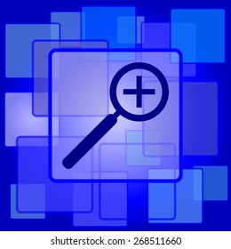 Zoom in icon. Internet button on abstract background. 