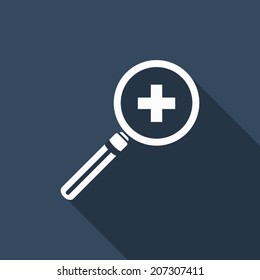zoom in icon with long shadow
